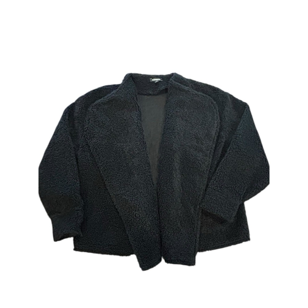 Express Black Open‎ Front Sherpa Jacket Size XSmall